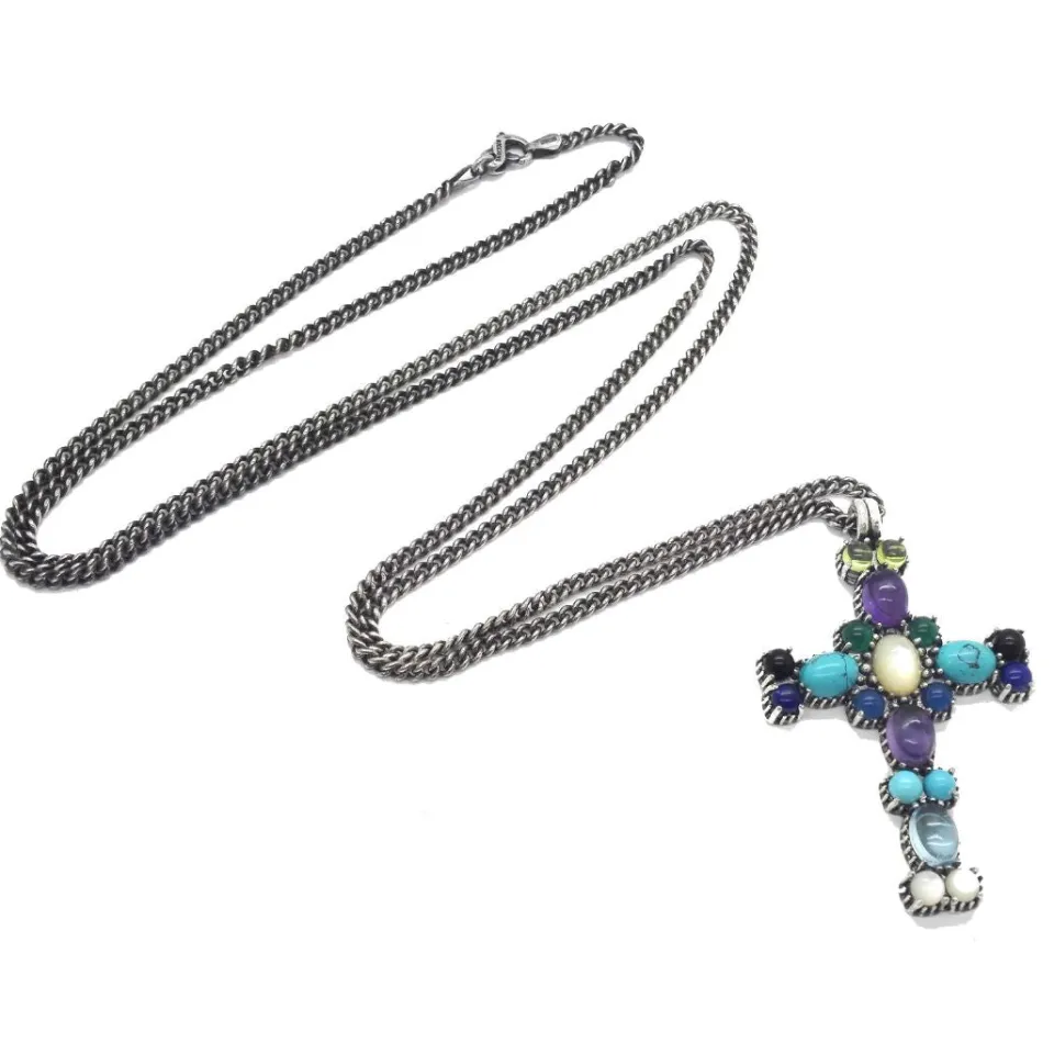 collana_croce_pietre__cl_2.webp Collane*Spadarella Gioielli Collana croce pietre - CL692