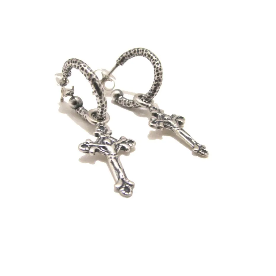 Bracciali | Orecchini*Spadarella Gioielli Orecchini a cerchio crocifisso - OR740