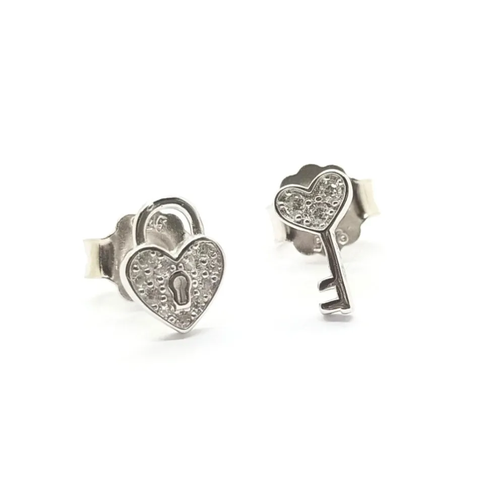 Bracciali | Orecchini*Spadarella Gioielli Orecchini a lobo lucchetto e chiave di zirconi - OR833
